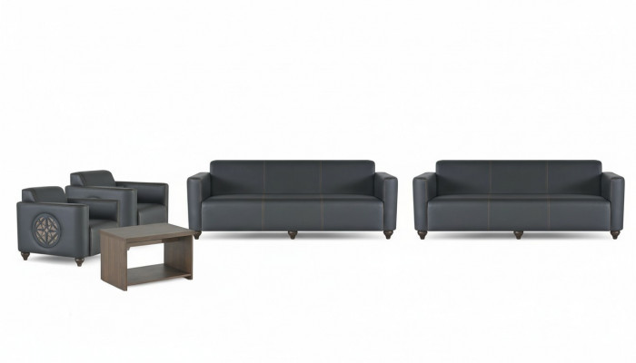 Eleganckie meble do biura projektanta 2x 3-osobowa sofa 2x fotel stolik kawowy