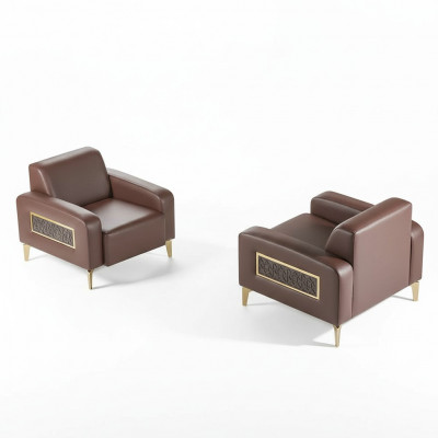 Zestaw do pokoju pracy 2-częściowy Fotel Brązowy Gładki Modernistyczny Design Salon