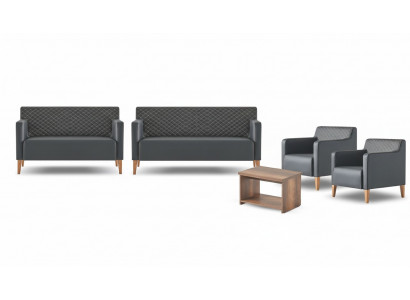 Zestaw mebli do salonu 5 elementowy w kolorze czarnym: sofa 3-osobowa, sofa 2-osobowa, 2 fotele, stolik kawowy.