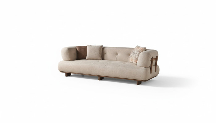 Beżowa sofa w salonie, projektant trzyosobowa sofa, ekskluzywne meble do siedzenia