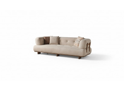 Beżowa sofa w salonie, projektant trzyosobowa sofa, ekskluzywne meble do siedzenia