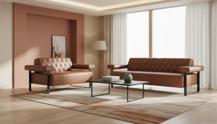 Chesterfield Sofa Styl 3-osobowa sofa 2-osobowa Sofy Sofy Sofy Skórzane Nowoczesne Stal nierdzewna