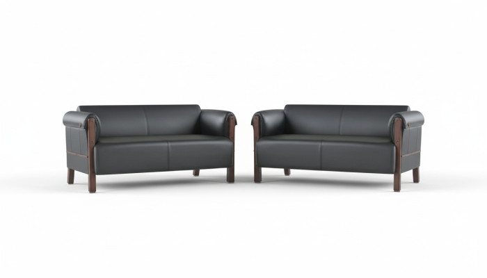 Sofa Sofa zestaw 2-osobowy sofy skórzane czarne sofy z drewna skóra