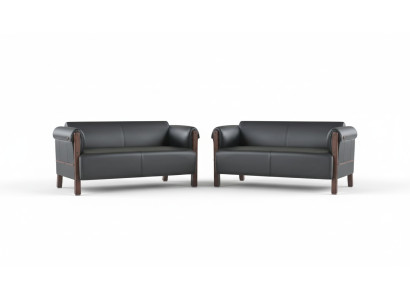 Sofa Sofa zestaw 2-osobowy sofy skórzane czarne sofy z drewna skóra