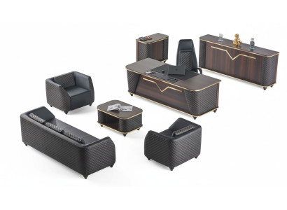 Zestaw do biura: biurko, komoda, sofa, meble do biura.