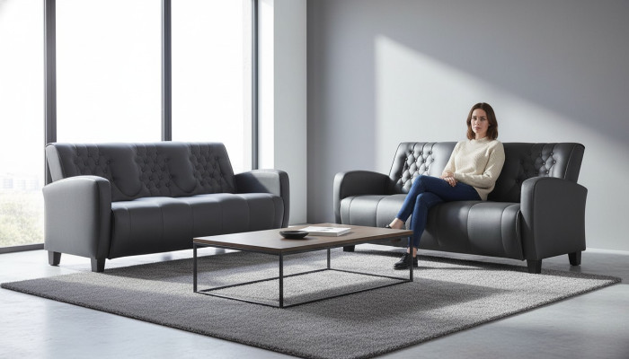 Sofa Chesterfield 3-osobowe zestawy Sofas Zestaw sof Nowoczesne sofy skórzane Guziki drewniane