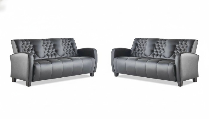 Sofa Chesterfield 3-osobowe zestawy Sofas Zestaw sof Nowoczesne sofy skórzane Guziki drewniane