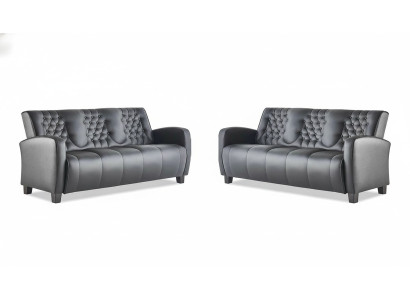 Sofa Chesterfield 3-osobowe zestawy Sofas Zestaw sof Nowoczesne sofy skórzane Guziki drewniane