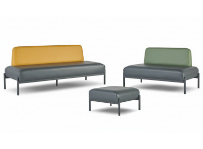 Zestaw kompletny 3-osobowa sofa 2-osobowa fotel Czarno-żółto-zielony Art Deco Skóra