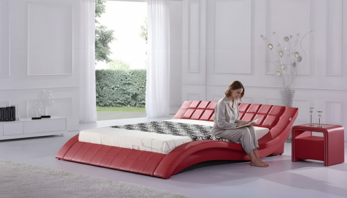 Luksusowe łóżko Czerwone łóżka designerskie Meble Łóżko małżeńskie Łóżko hotelowe 180x200