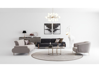 Wohnzimmer 2x Sofas 3 Sitzer Sessel Couchtisch Couchgarnitur Sofa Set 4tlg.