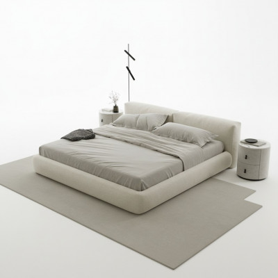 Eleganckie szare łóżko tapicerowane nowoczesny design luksusowe łóżko