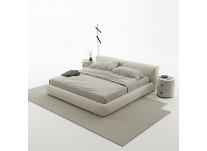 Eleganckie szare łóżko tapicerowane nowoczesny design luksusowe łóżko