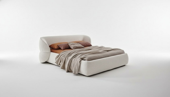 Nowoczesna tapicerowana sofa z funkcją spania meble szare tkaniny eleganckie