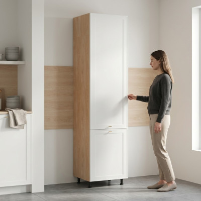 Modulo szafa do zintegrowanej lodówki, wysoka szafa, mebel kuchenny