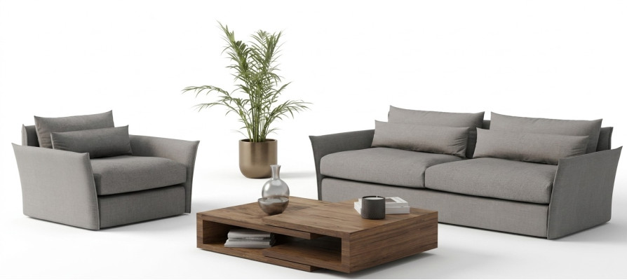 Sofa z fotelem w nowoczesnym stylu do salonu