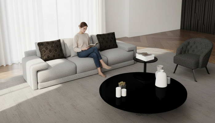 Sofa z fotelem w eleganckim i komfortowym designie