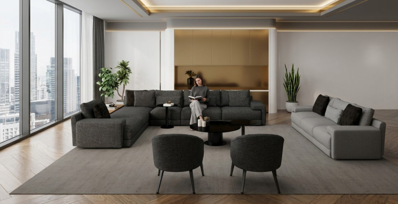 Rogówka z fotelem x2 w eleganckim designie harmonii designu i komfortu