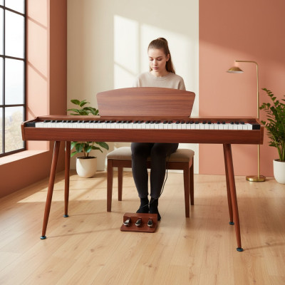 Cyfrowe pianino Pianino domowe Klawiatura cyfrowa 135cm czerwony wiśniowy