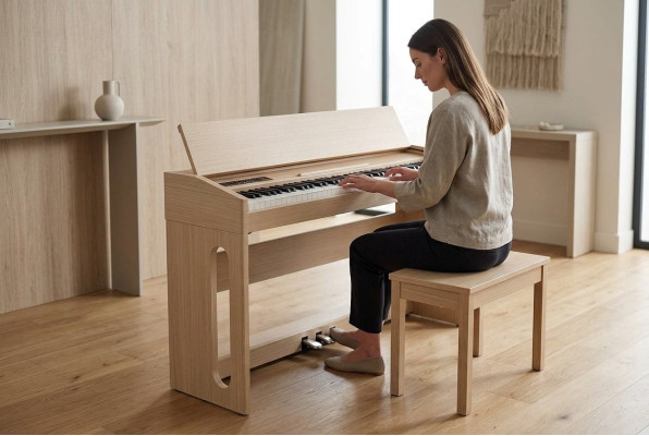 Cyfrowe pianino fortepianowe do domu Klawiatura cyfrowa 130cm Jasnobrązowy