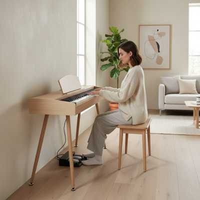 Cyfrowe pianino fortepianowe do domu Klawiatura cyfrowa 135cm Jasnobrązowy