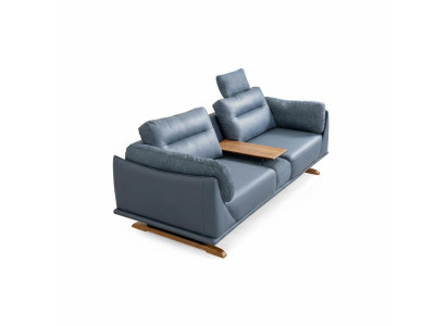 2-Sitzer Sessel Holzarmlehnen Moderner Stil Dunkelblau Farbe Neu