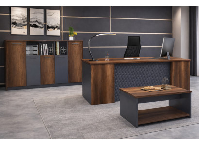 Arbeitszimmer-Set Farbe: Braun,Grau Minimalistisches Design - 3tlg.