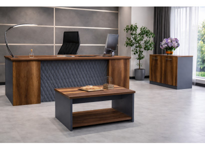 Arbeitszimmer-Set Farbe: Braun, Grau Modernes Design Holzrahmen -3TLG