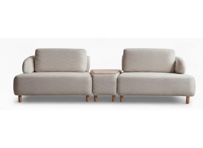 2-Sitzer-Sofa Zwischentisch Beige Farbe Moderner Stil Holzbeine Neu