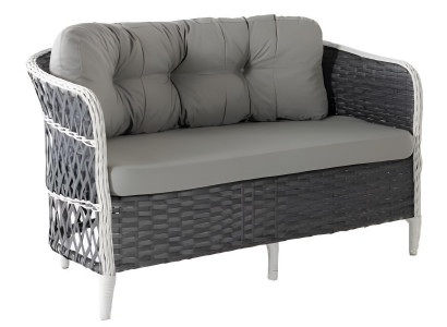 2Sitzer-Sofa Grau Moderner Stil Metallrahmen Kunstrattan Weiches Sofa