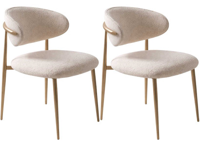 2x Stuhl Stil modern Farbe beige Wohnzimmer gemütlich Stoff Metall neu