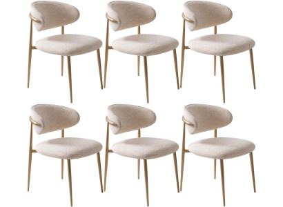 6x Stuhl Stil modern Farbe beige Wohnzimmer gemütlich Stoff Metall neu