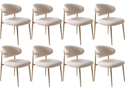 8x Stuhl Stil modern Farbe beige Wohnzimmer gemütlich Stoff Metall neu