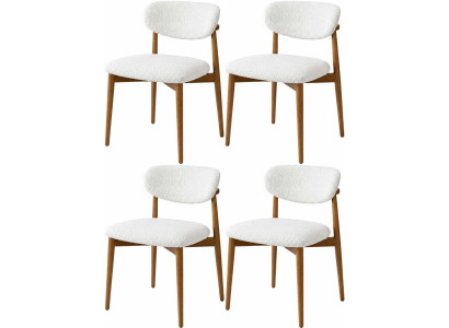 4x-Stuhl Stil modern Farbe braun weiß neu Holz weich Stoff Minimalismus