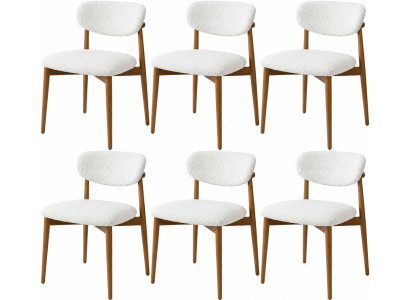 6x-Stuhl Stil modern Farbe braun weiß neu Holz weich Stoff Minimalismus