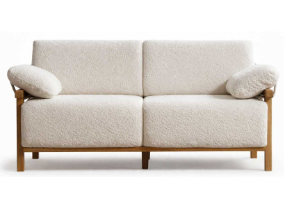 2 Sitzer Sofa Stil modern Farbe beige weich Wohnzimmer Stoff neu Holz