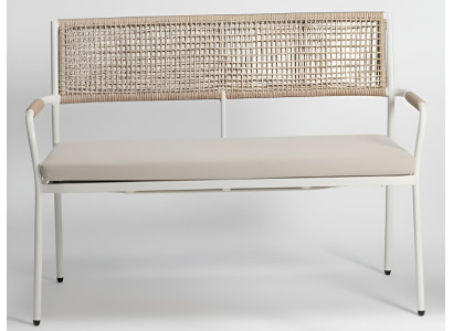 2-Sitzer Sofa Gartenmöbel Modern Sofa Premium Sofa Beige Weiss
