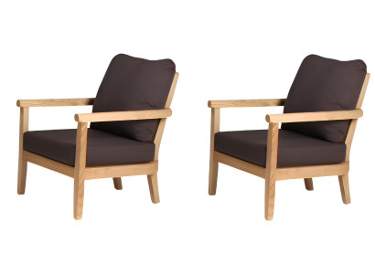 2x Stühle Gartenmöbel Modern Möbel Holz Möbel Stuhl Braun Beige