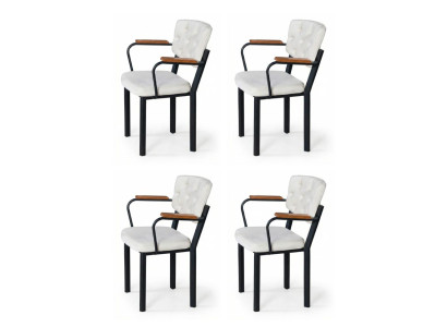 4x Stühle Stil modern Farbe weiß schwarz bequem kompakt vielseitig