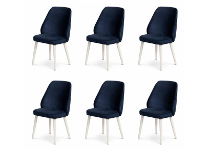 6x Stühle Stil modern Farbe blau neu vielseitig bequem weich Stoff