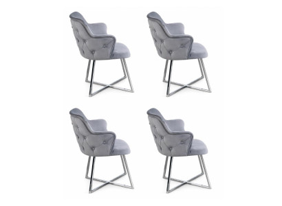 4x Stühle Stil modern Farbe silber neu bequem weich Stoff vielseitig