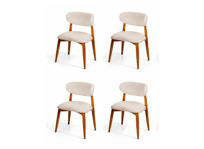 4x Stühle Stil modern Farbe beige braun weich bequem vielseitig neu