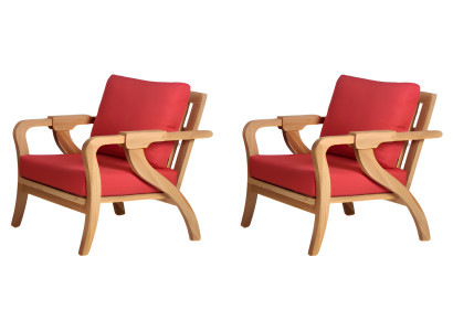 2x Stühle Garten Stuhl Modern Stuhl Gartenmöbel Rot Stuhl