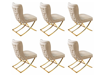 6x Stühle Stil modern Farbe Beige Esszimmer neu vielseitig weich bequem