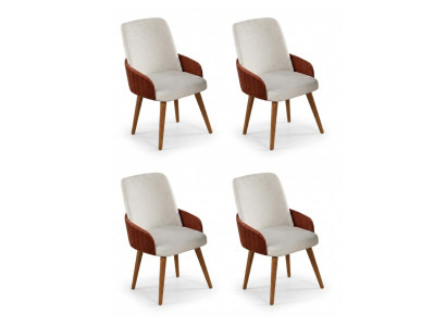 4x Stühle Stil modern Farbe weiß neu Esszimmer weich bequem Stoff