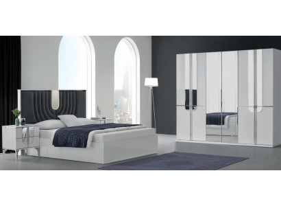 4-tlg. Schlafzimmer-Set mit Bett, Nachttischen & Kleiderschrank