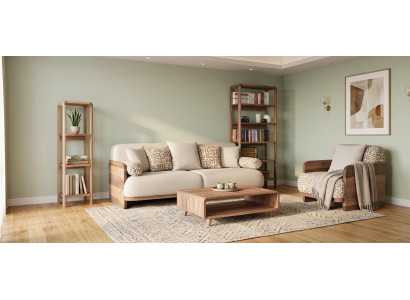 3 Sitzer Sofa Sessel Coffetisch 2x Buecherregal Stil modern Farbe braun