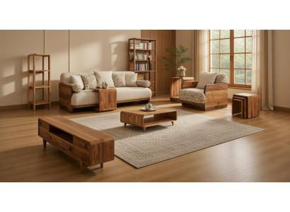 3 Sitzer Sofa Sessel TV Board 3x Couchtisch Coffetisch 2x Buecherregal