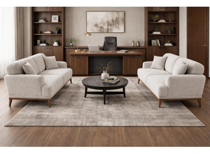 2x 3 Sitzer Sofa Stil modern Farbe beige neu weich bequem Wohnzimmer
