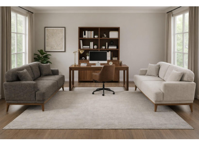 2x 3 Sitzer Sofa Stil modern Farbe beige braun weich bequem Wohnzimmer